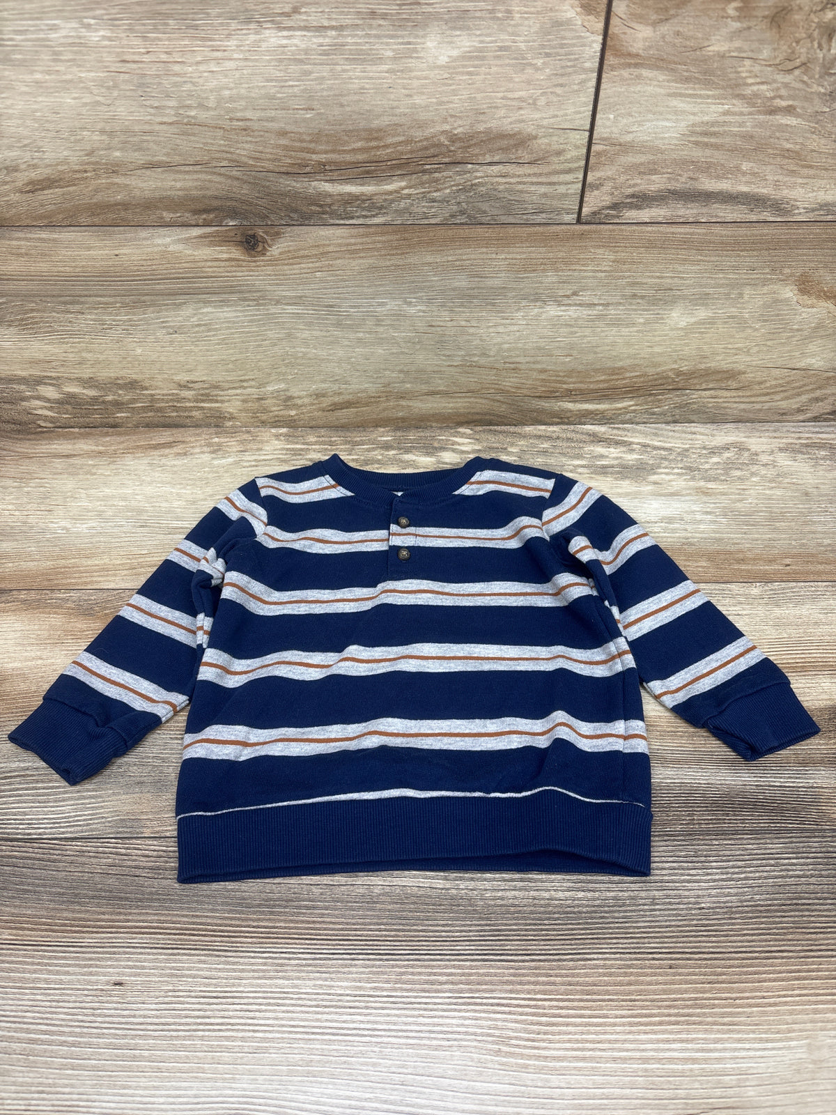 Carter's Henley Striped Long Sleeve Shirt Navy sz 18m