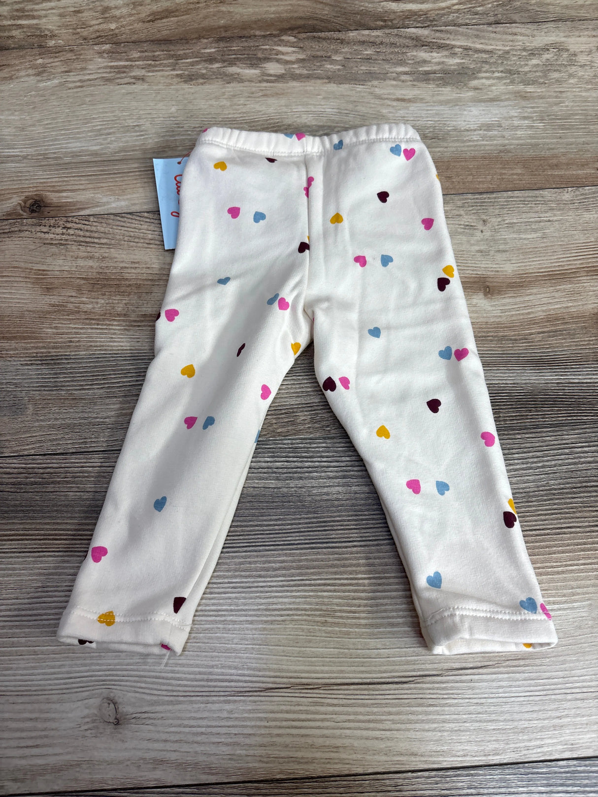 NEW Cat & Jack Heart Print Lined Leggings Cream sz 12m