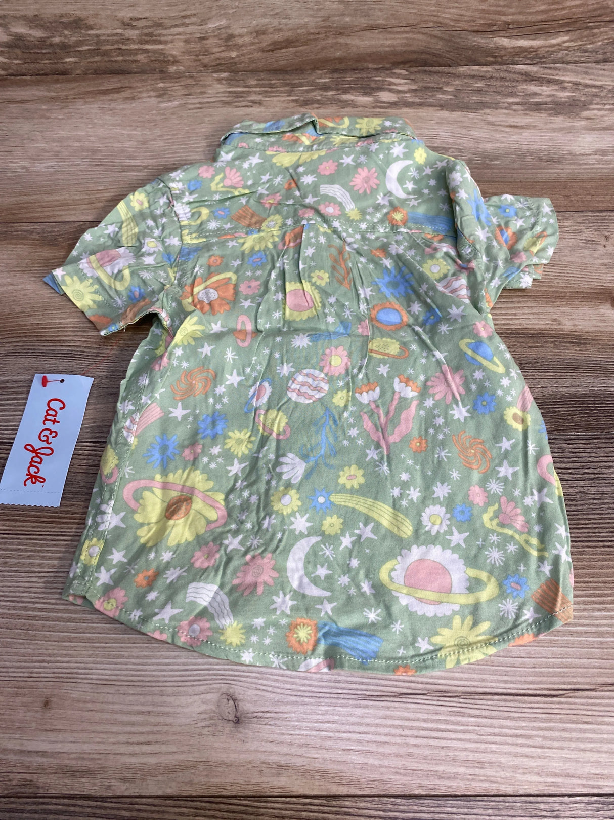 NEW Cat & Jack Floral Button-Up Shirt Green sz 2T - Me n Mommy To Be