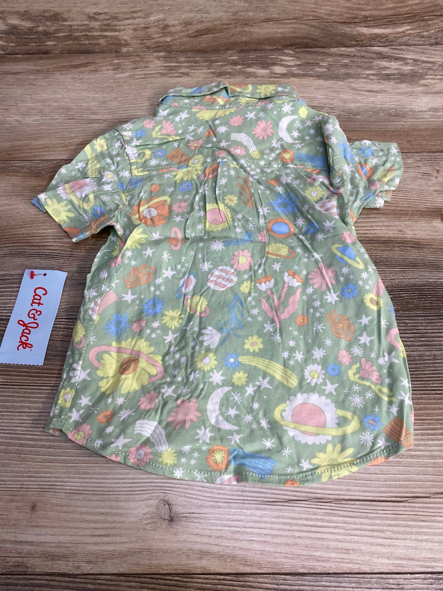 NEW Cat & Jack Floral Button-Up Shirt Green sz 2T - Me n Mommy To Be