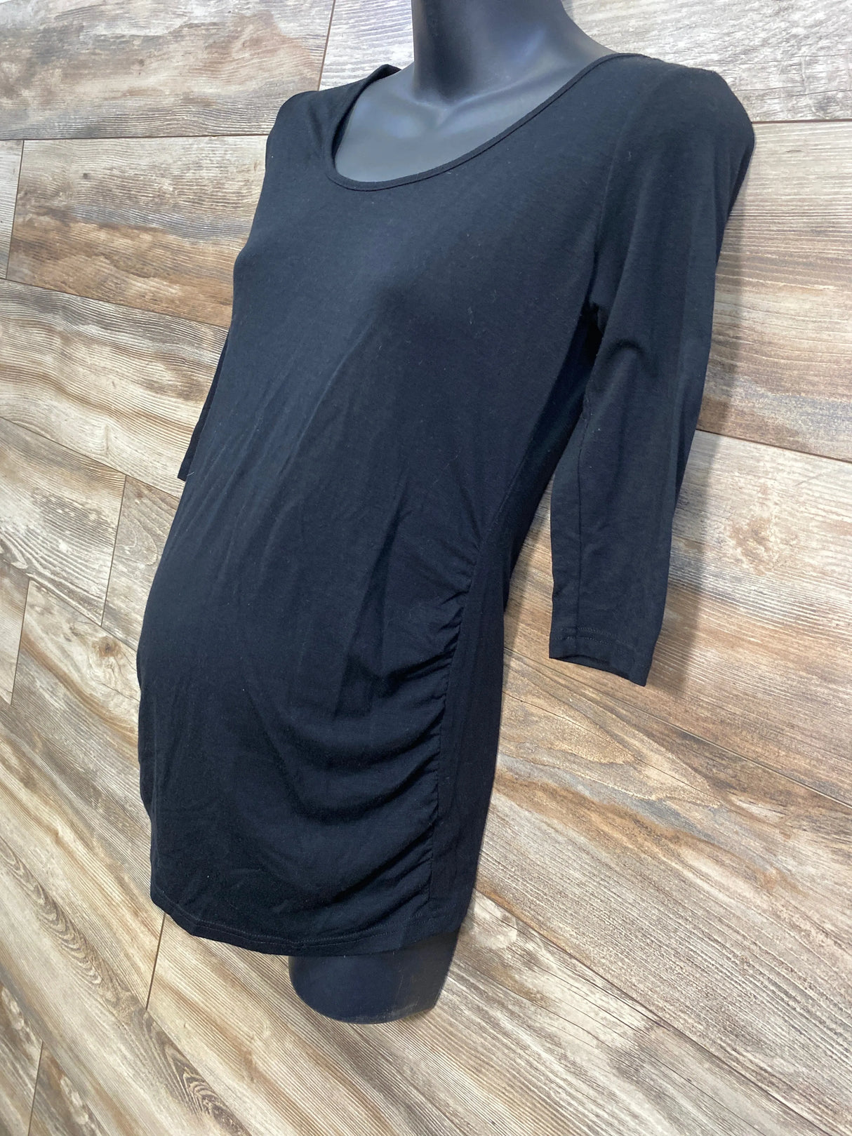 3/4 Sleeve Ruched Shirt Black sz Small - Me n Mommy To Be