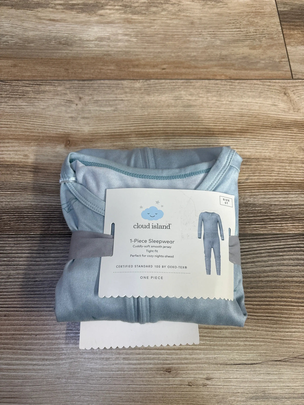 New blue Cloud Island 1-piece footless sleeper for toddlers in size 5T.