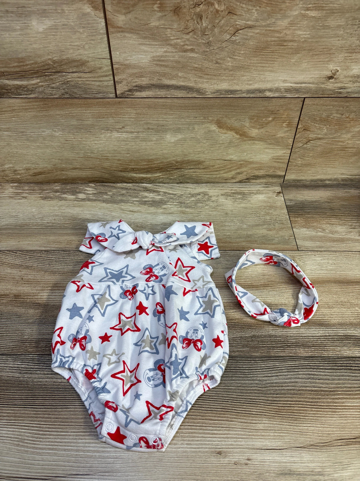 Disney Baby 2pc Minnie Mouse Bubble Romper & Headband Set White sz 3-6m