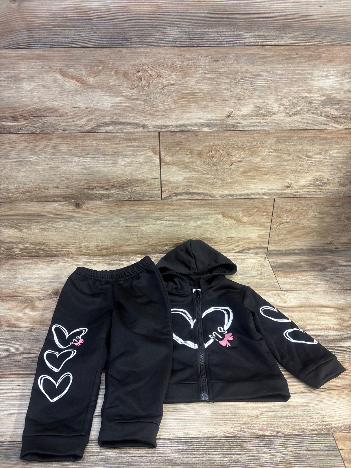 Shein 2pc Zip-Up Jacket & Pants Set Black sz 18-24m