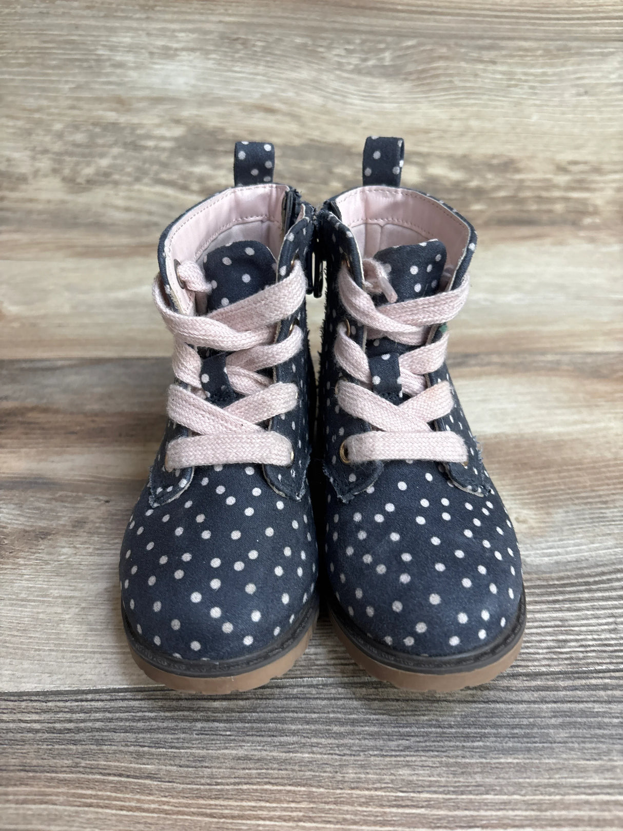Cat & Jack Giovanna Lace-Up Combat Boots Polka Dot sz 7c