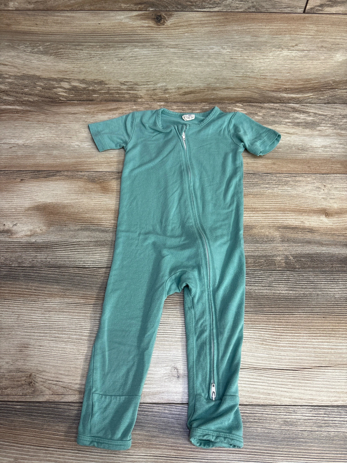 Larkspur Bamboo Short Sleeve Zip Romper Teal sz 12-18m
