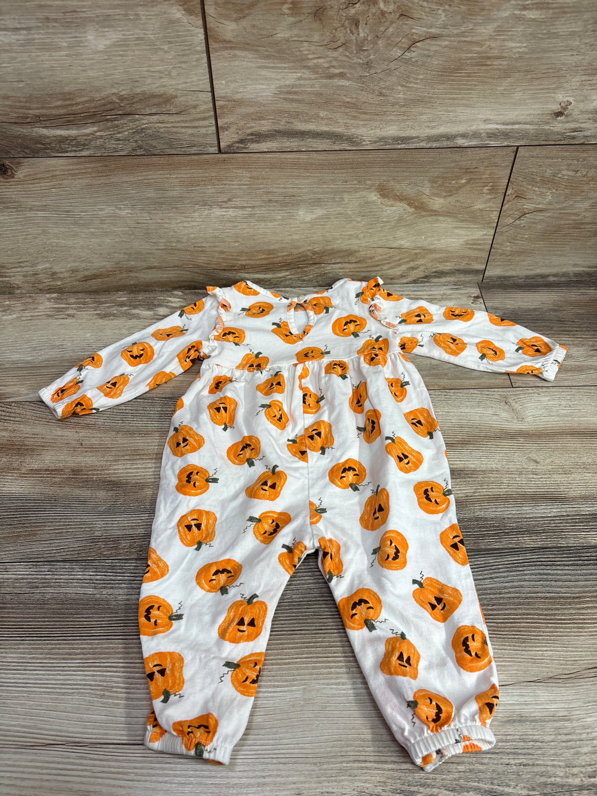 Old Navy Pumpkin Print Coverall White sz 6-12m