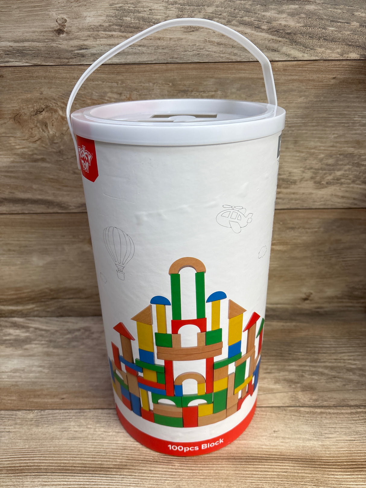 Tooky Toy Colorful Wooden Building Blocks 100pc+