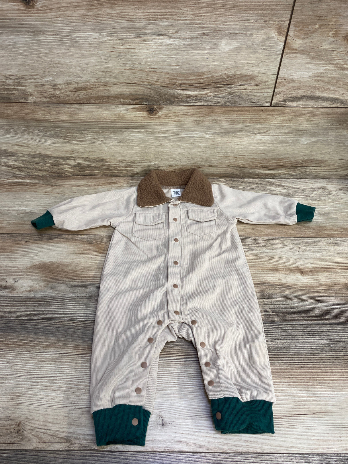 Shein Colllar Cord Coverall Cream sz 3-6m