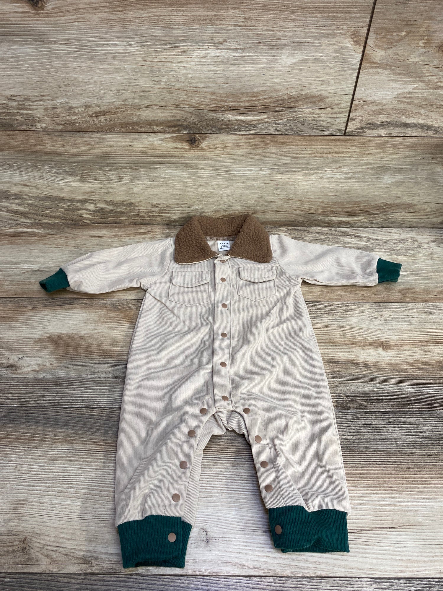 Shein Colllar Cord Coverall Cream sz 3-6m
