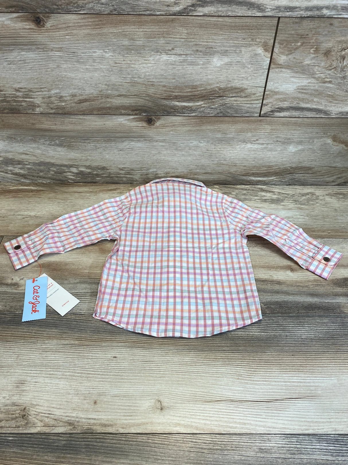 NEW Cat & Jack Plaid Button-Up Shirt Pink sz 18m - Me n Mommy To Be
