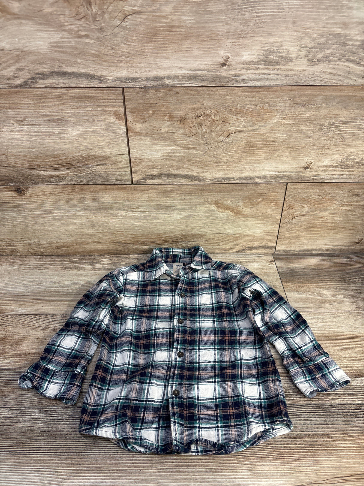 OshKosh Plaid Button Up Flannel White sz 3T