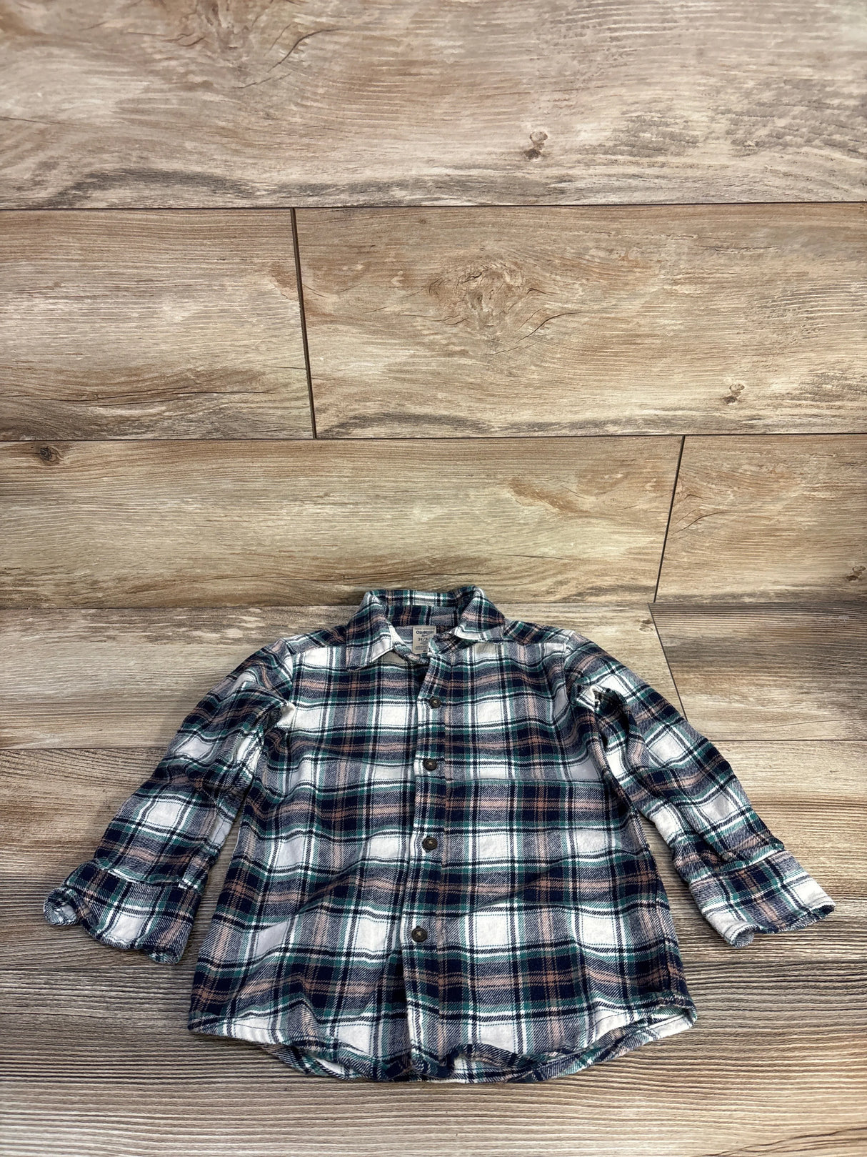 OshKosh Plaid Button Up Flannel White sz 3T