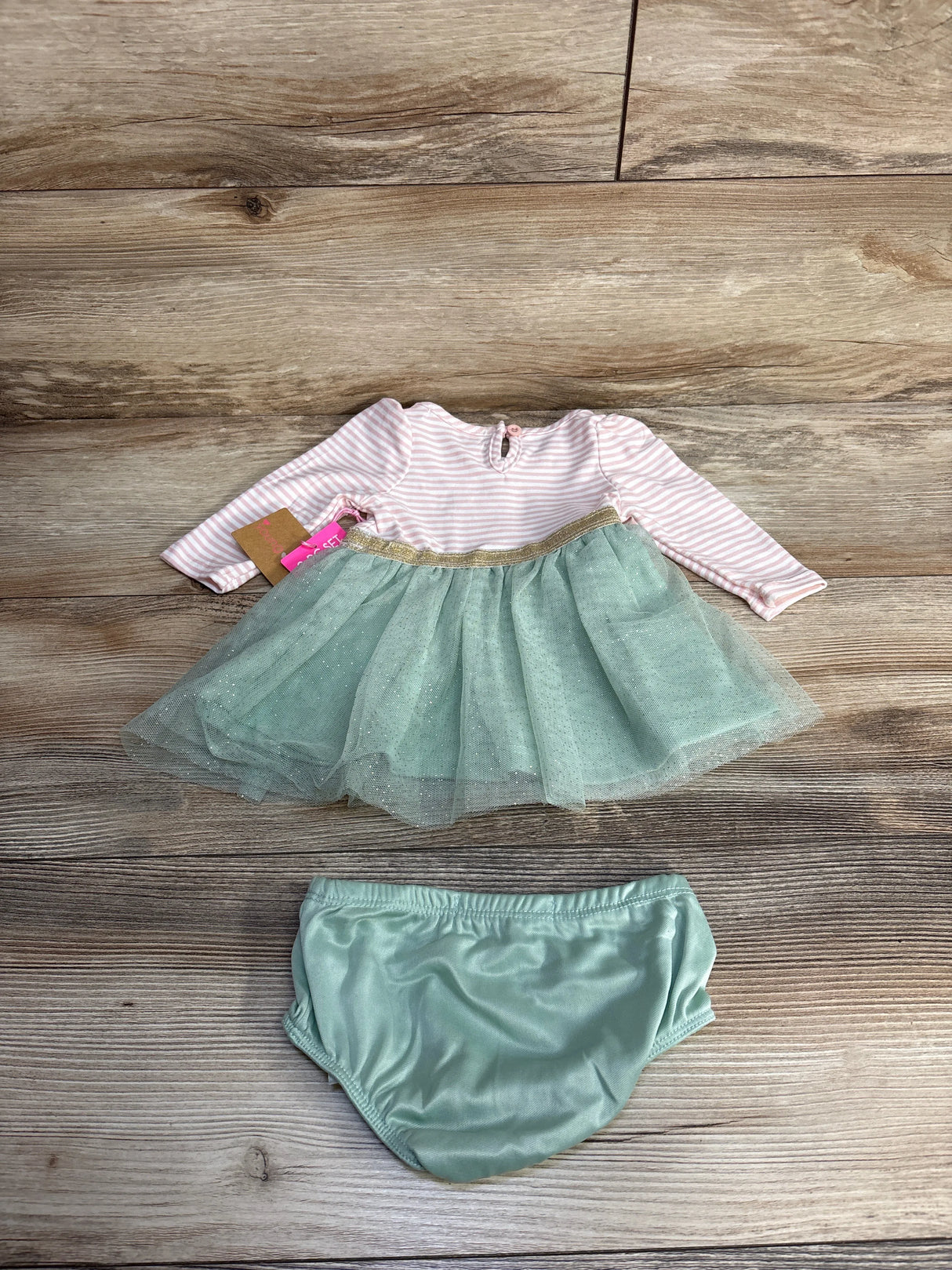 NEW Young Hearts Lace Tulle Dress & Bloomers Pink sz 0-3m