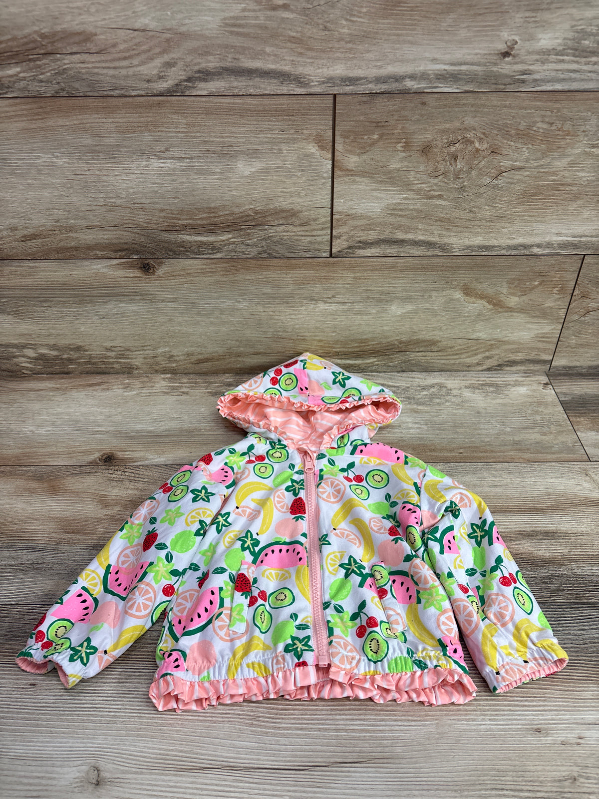 Reversible Fruit Print/Waterproof Jacket White sz 3T