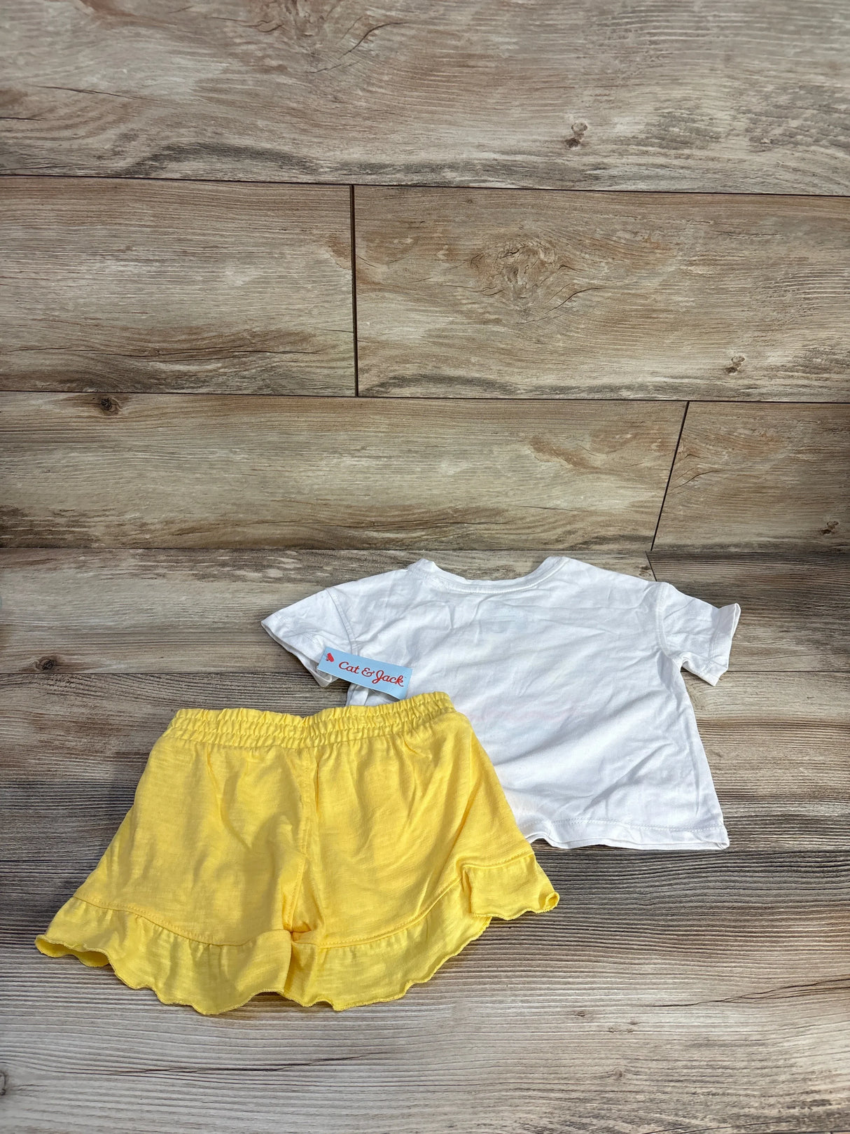 NEW Cat & Jack 2Pc Sun and Waves T-Shirt & Shorts Set White sz 4T