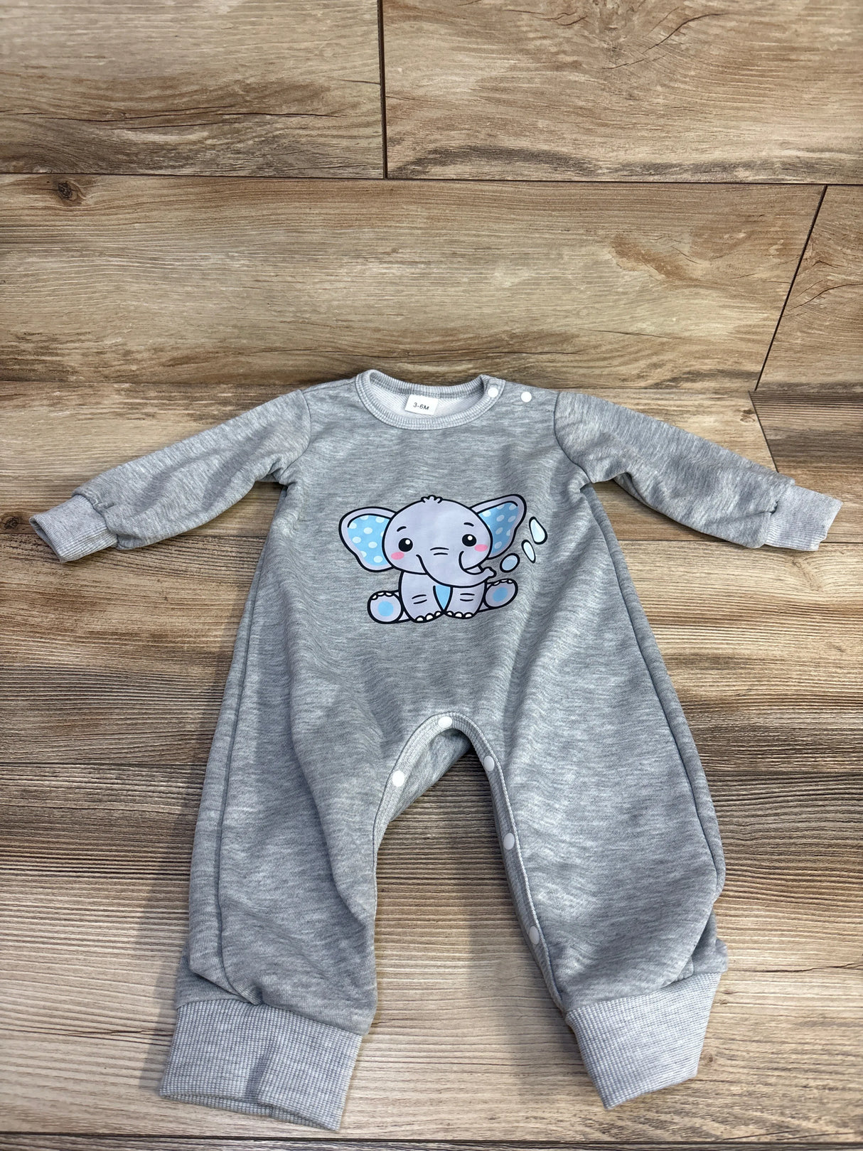 Elephant Print Coverall Grey sz 3-6m