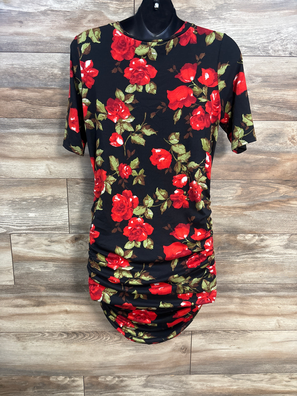 Mother Bee Maternity Floral Bodycon Dress Black sz Large