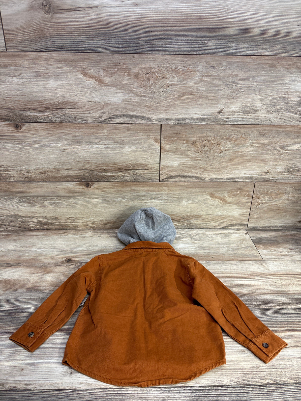 NEW Old Navy Hooded Button-Front Twill Shirt in Oolong Tea sz 3T