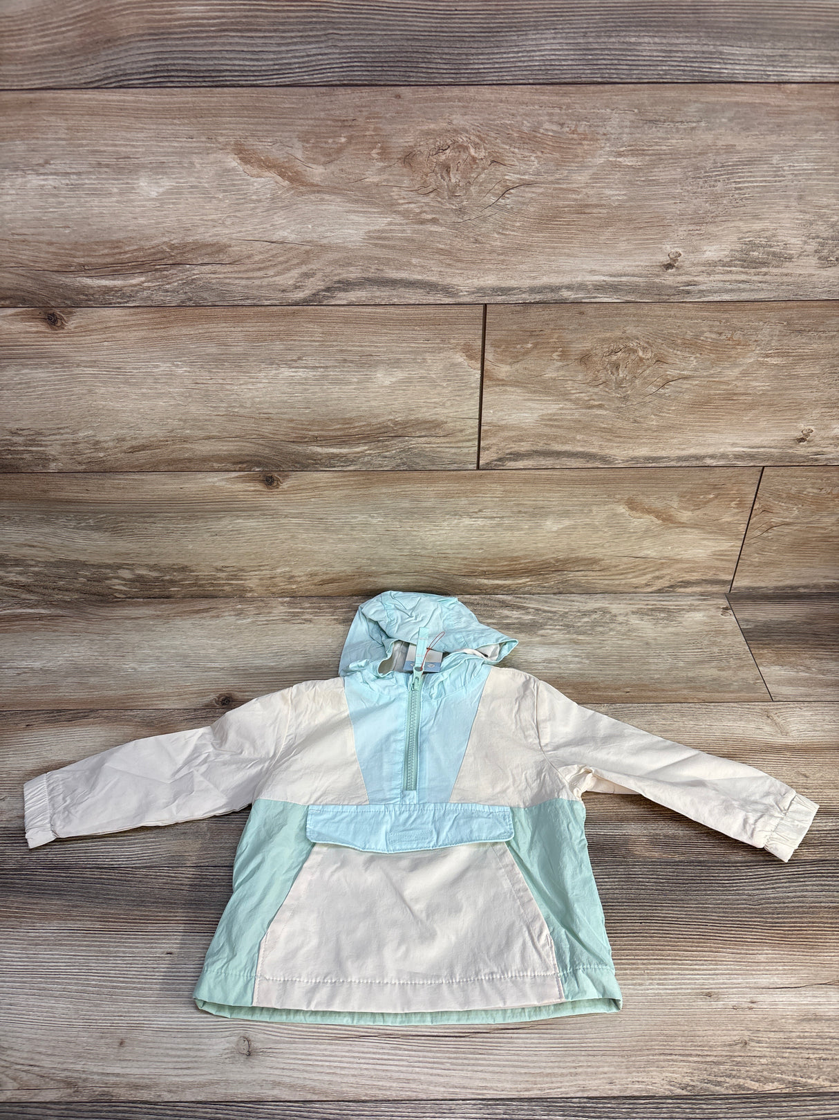 NEW Cat & Jack Colorblock Hooded Windbreaker Cream sz 18m