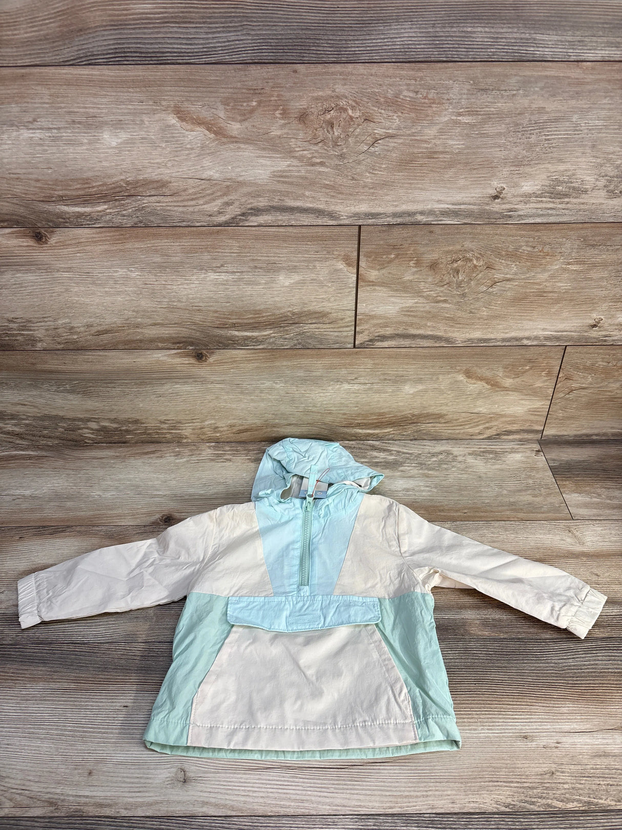 NEW Cat & Jack Colorblock Hooded Windbreaker Cream sz 18m
