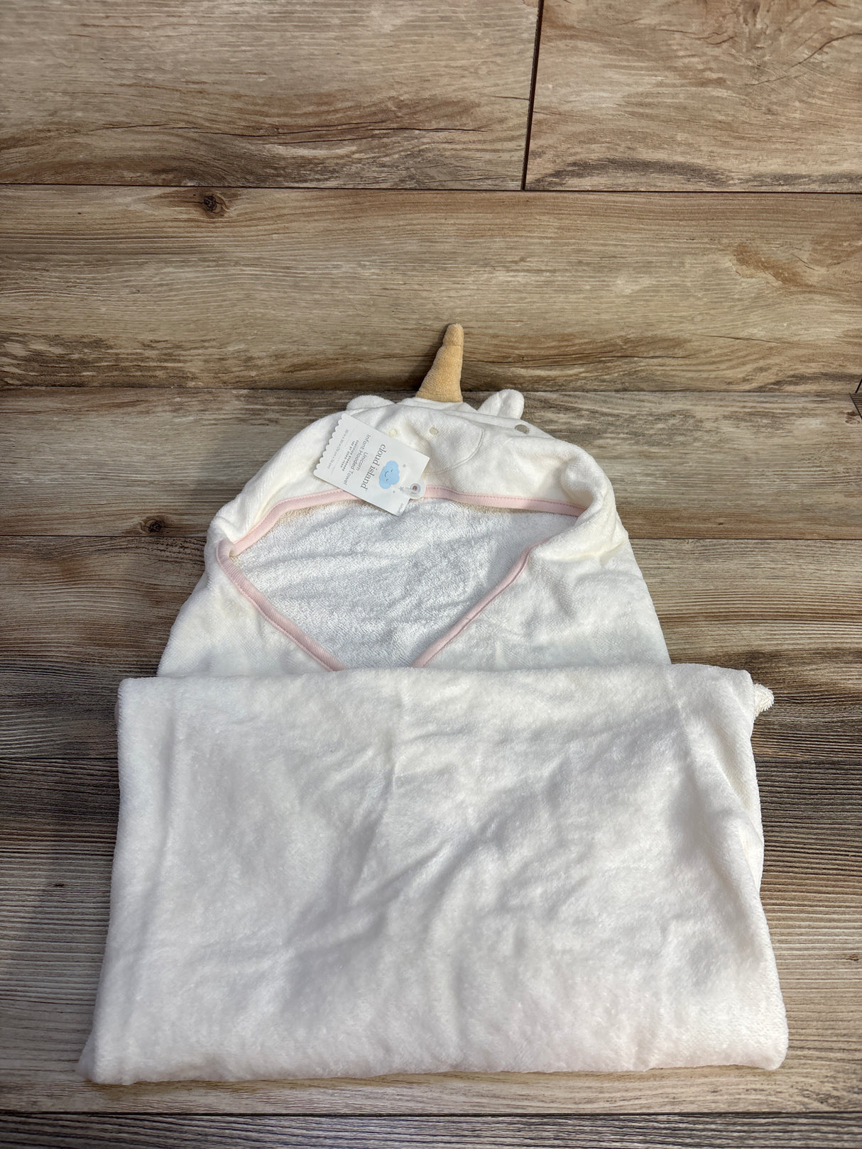 NEW Cloud Island Unicorn Hooded Towel Cream sz Infant