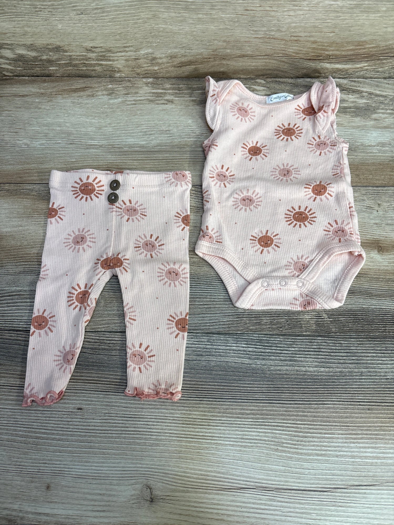 Emily and Oliver 2pc Sunshine Bodysuit & Pants Pink sz 0-3m - Me n Mommy To Be