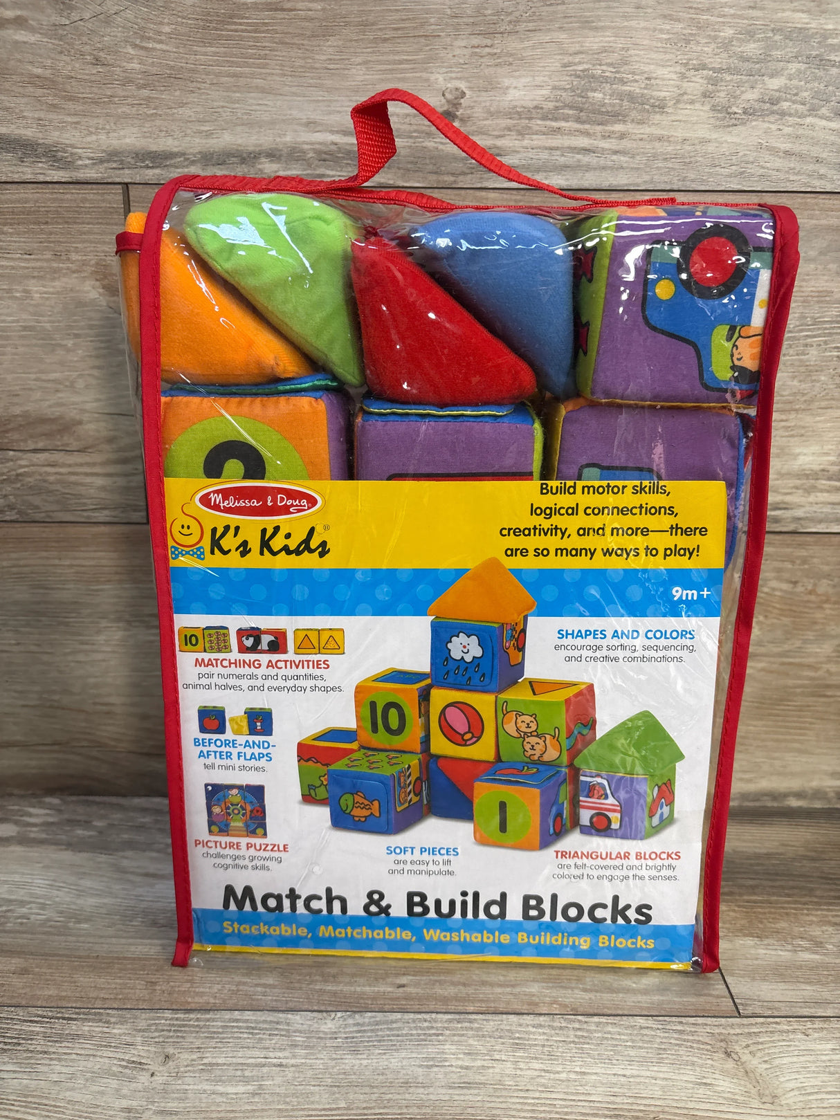 Melissa & Doug K's Kids Match and Build Soft Blocks 14pc