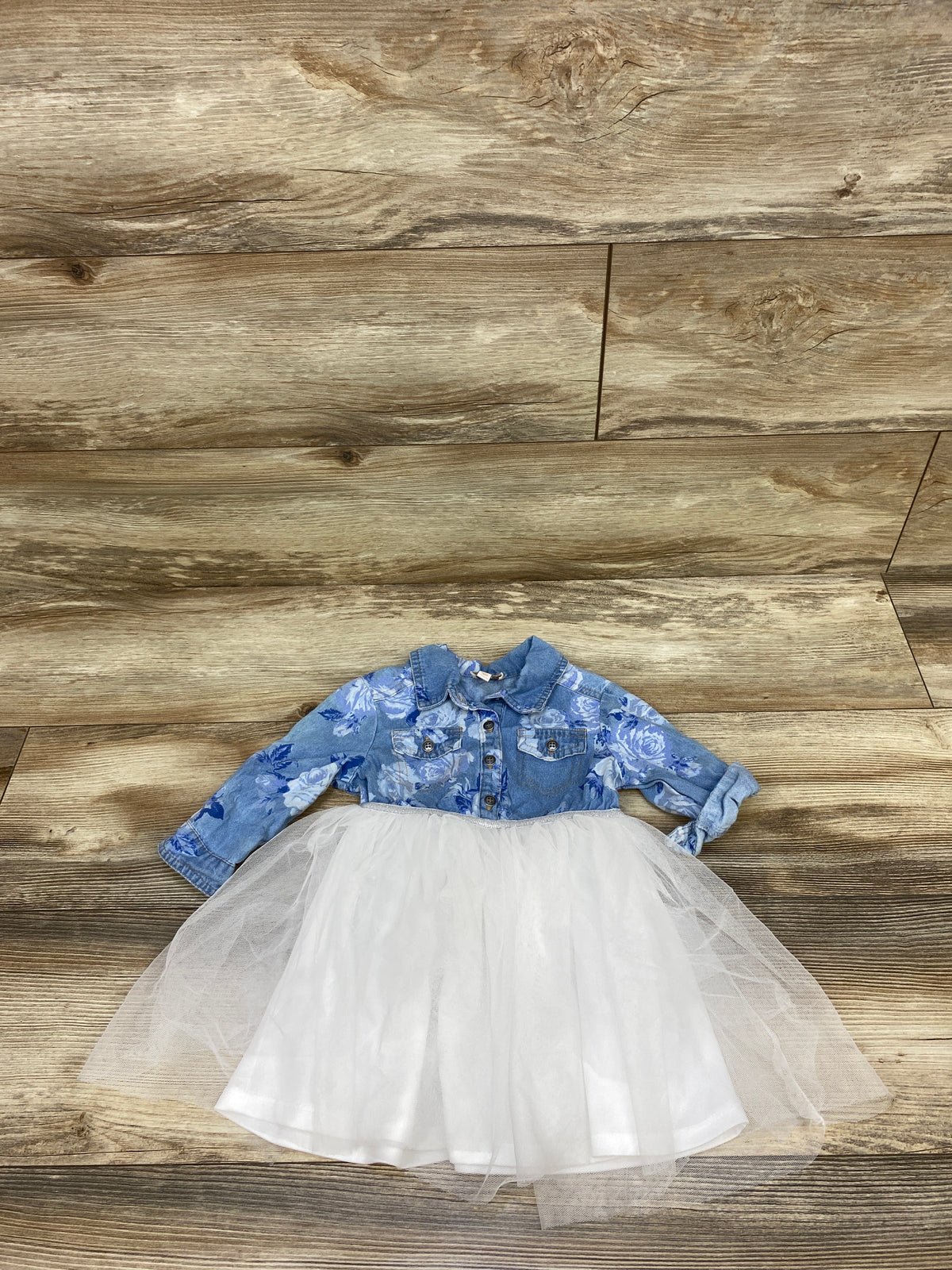 Pink & Violet Long Sleeve Denim Tulle Dress Blue sz 2T