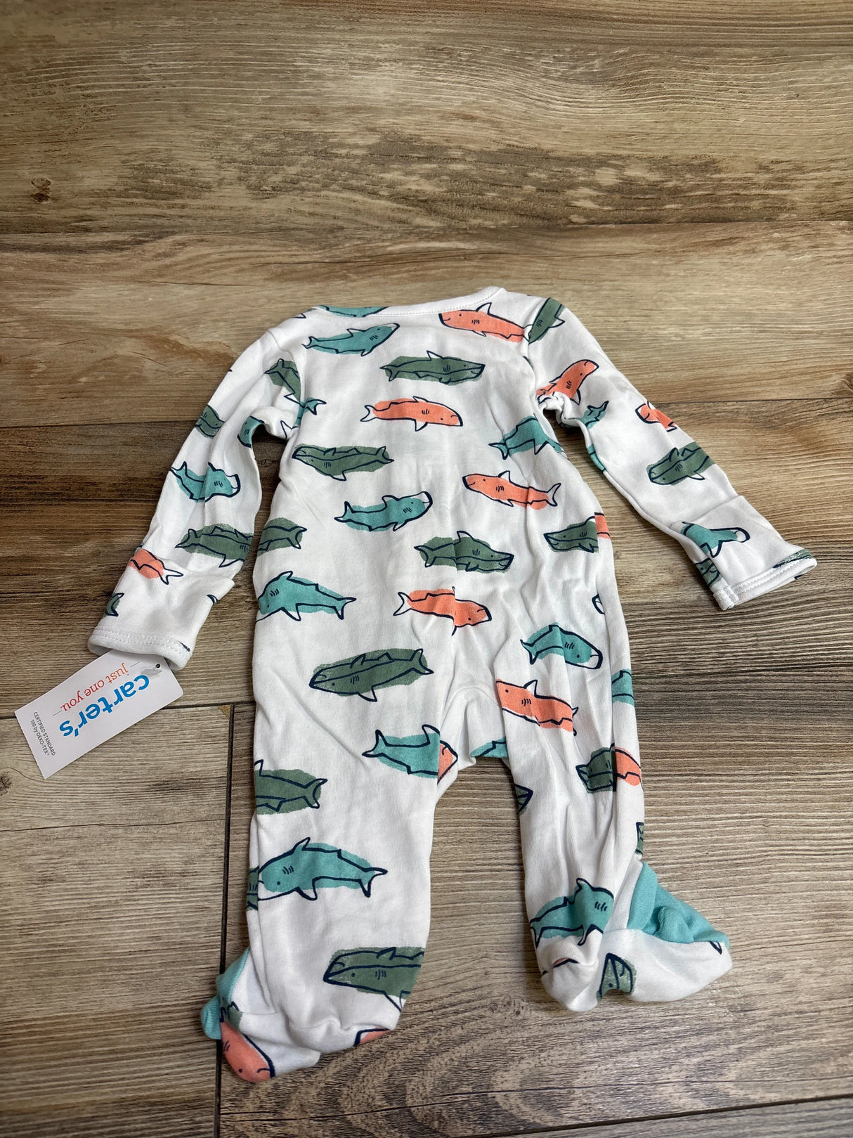 NEW Just One You Shark Print Sleeper White sz Newborn