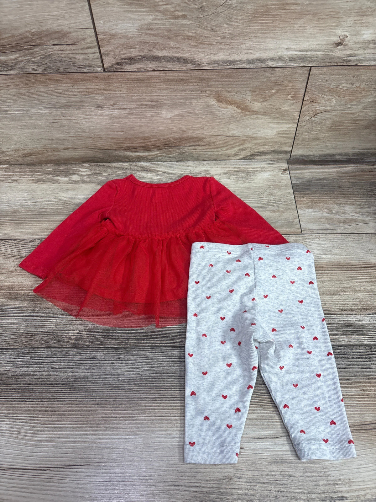 Carter's 2pc Tulle Shirt & Leggings Set Red sz 6m