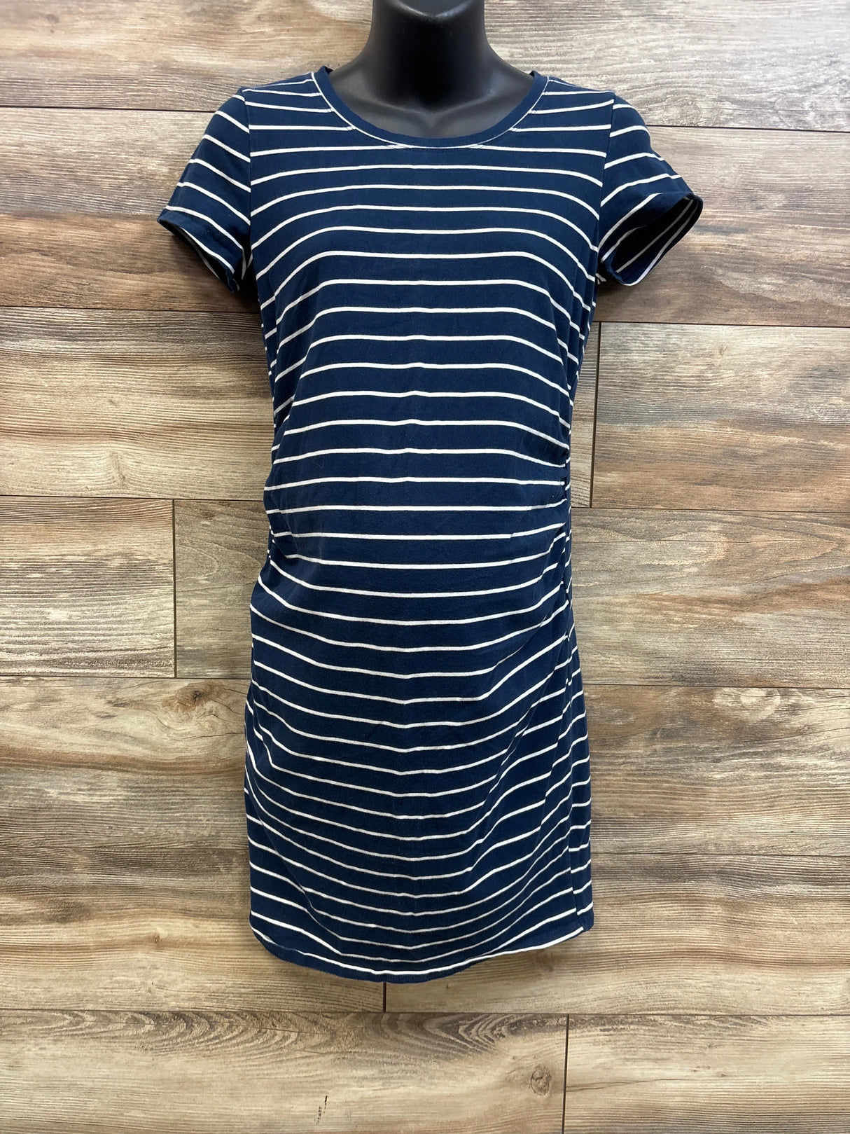a:glow Maternity Ruched Striped Dress Navy sz Small