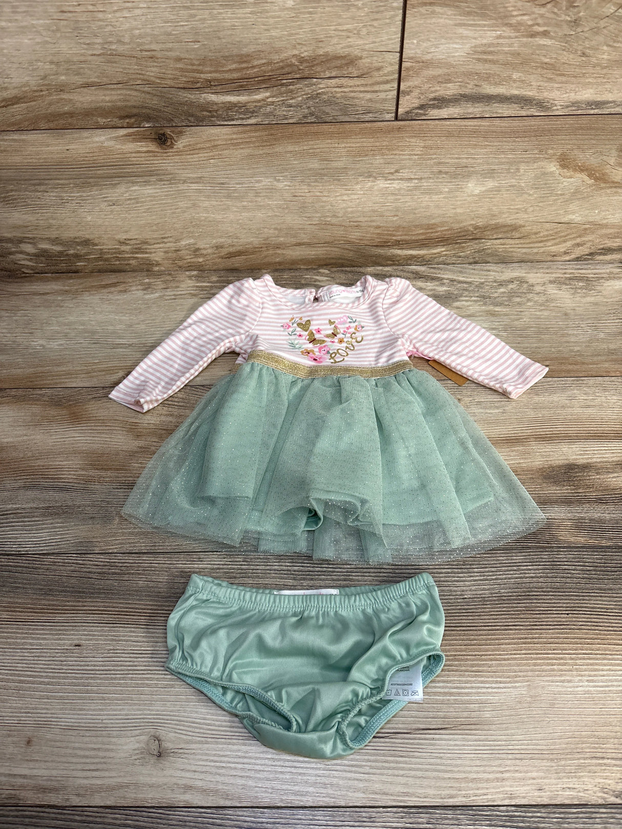 NEW Young Hearts Lace Tulle Dress & Bloomers Pink sz 0-3m