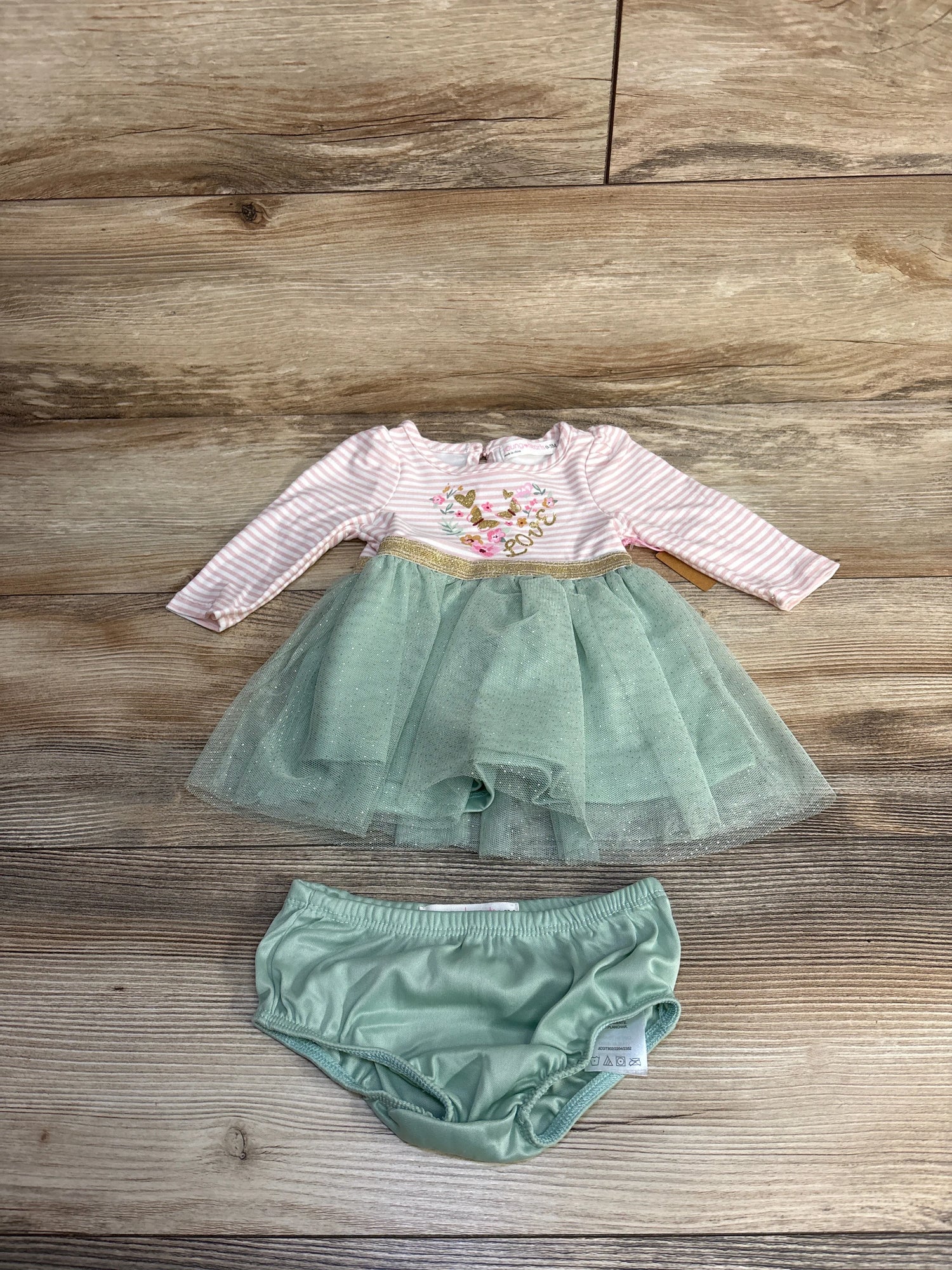 NEW Young Hearts Lace Tulle Dress & Bloomers Pink sz 0-3m