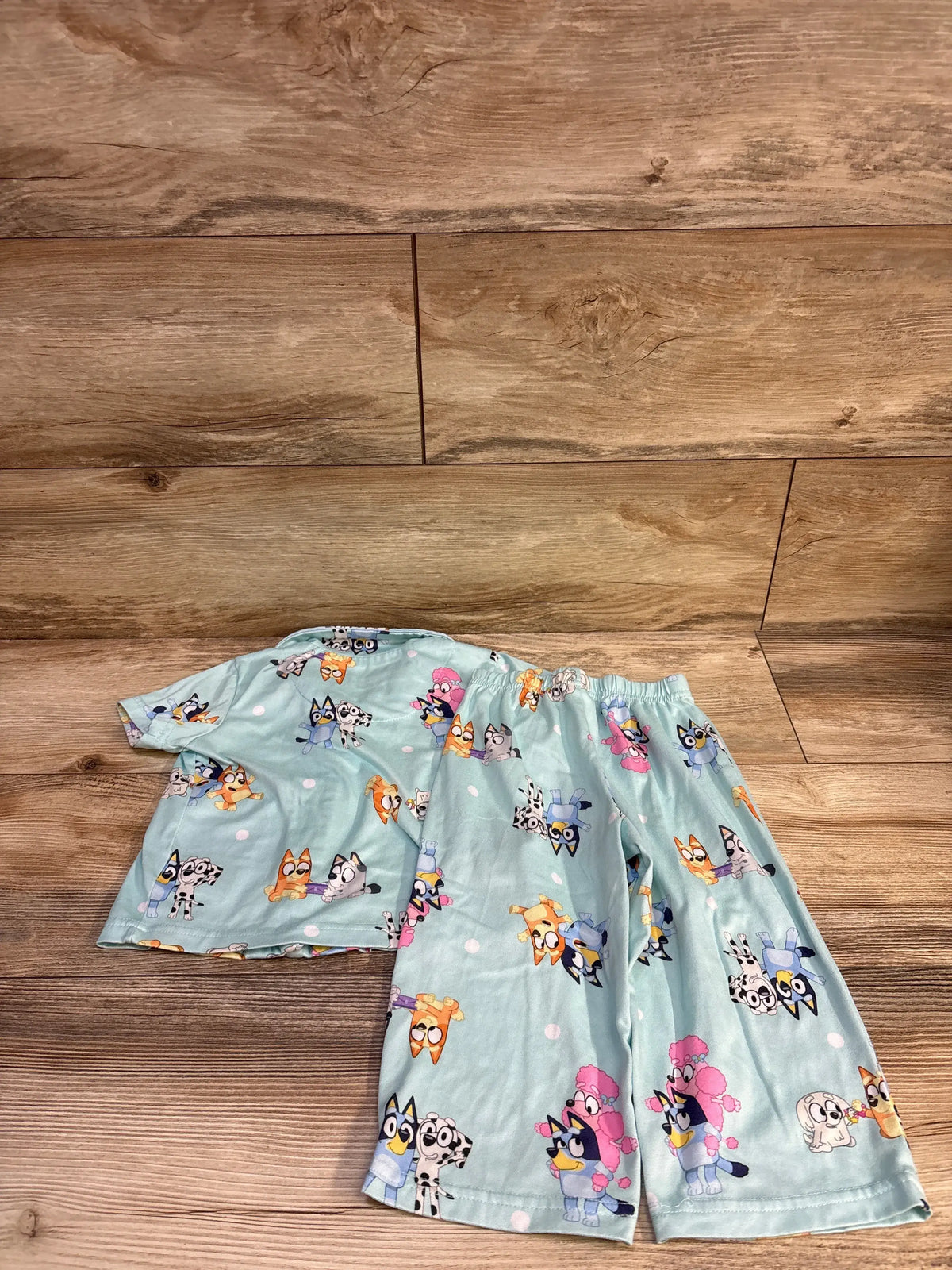 Bluey 2pc coat style pajama set in light blue with character print, size 2T