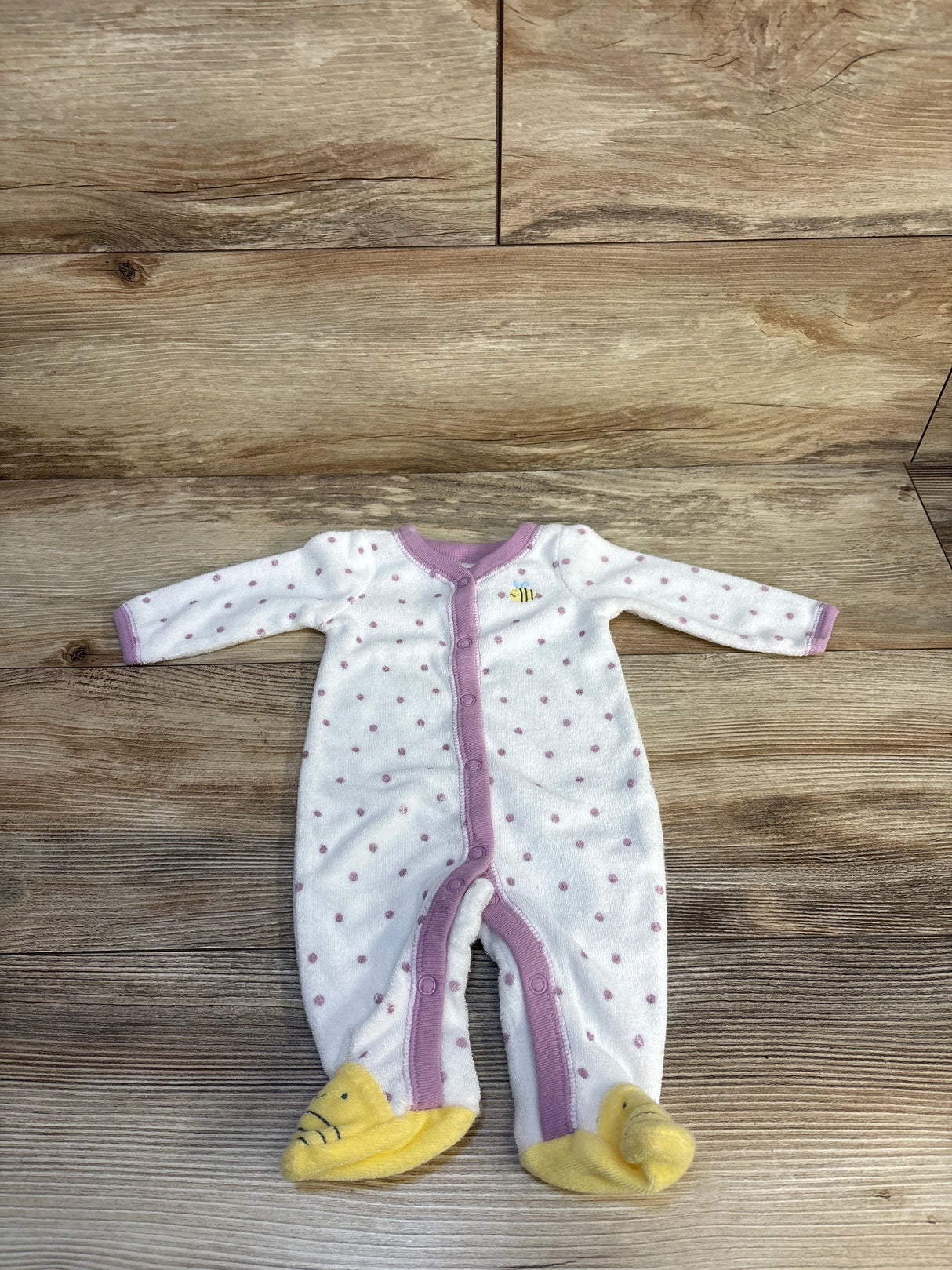 Carter's Polka Dot Bee Sleeper White sz Newborn