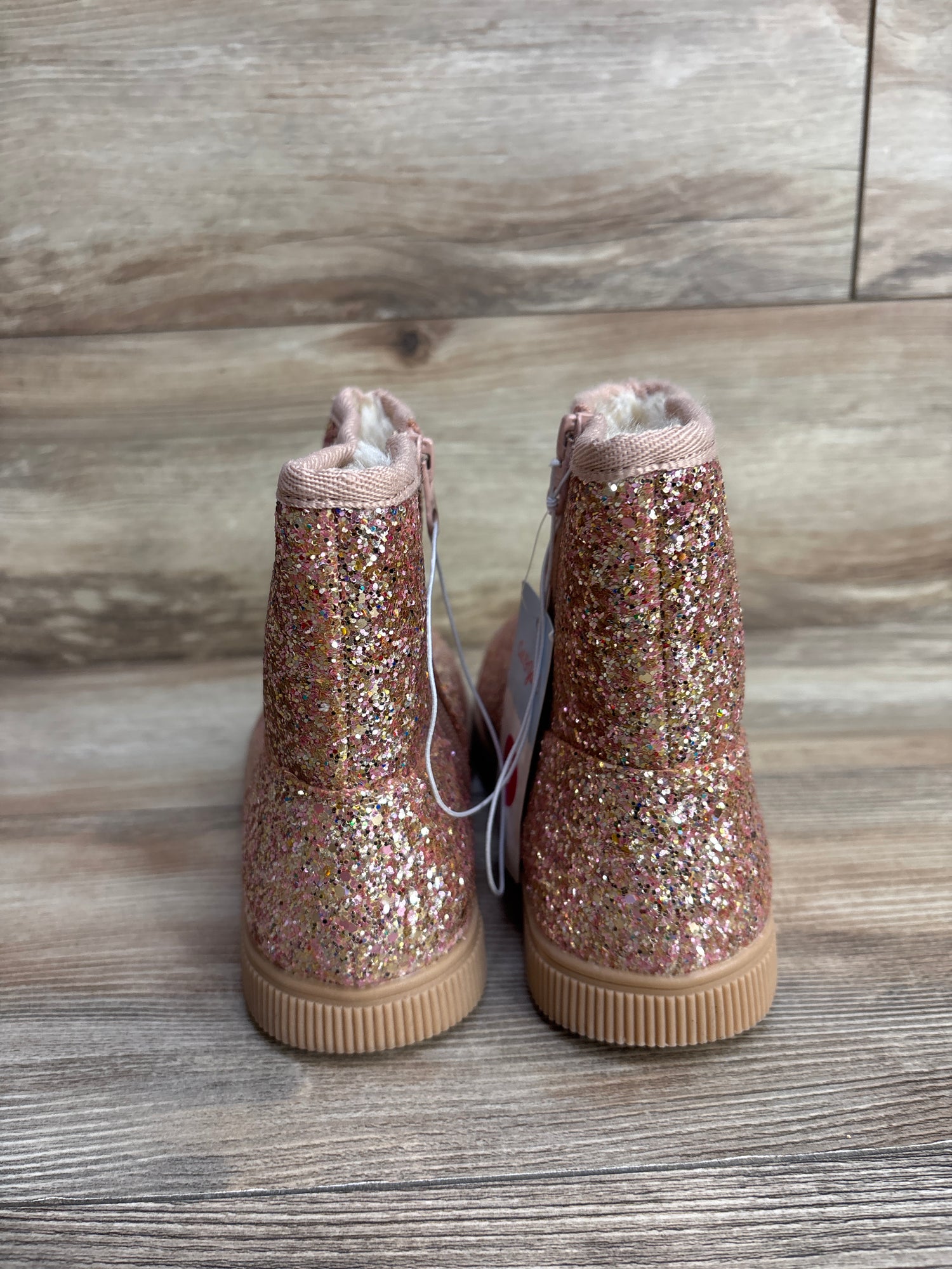 NEW Cat & Jack Holland Shearling Style Boots Rose Gold Sz 5Y