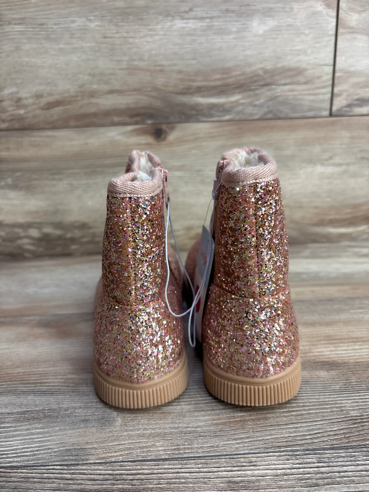 NEW Cat & Jack Holland Shearling Style Boots Rose Gold Sz 5Y