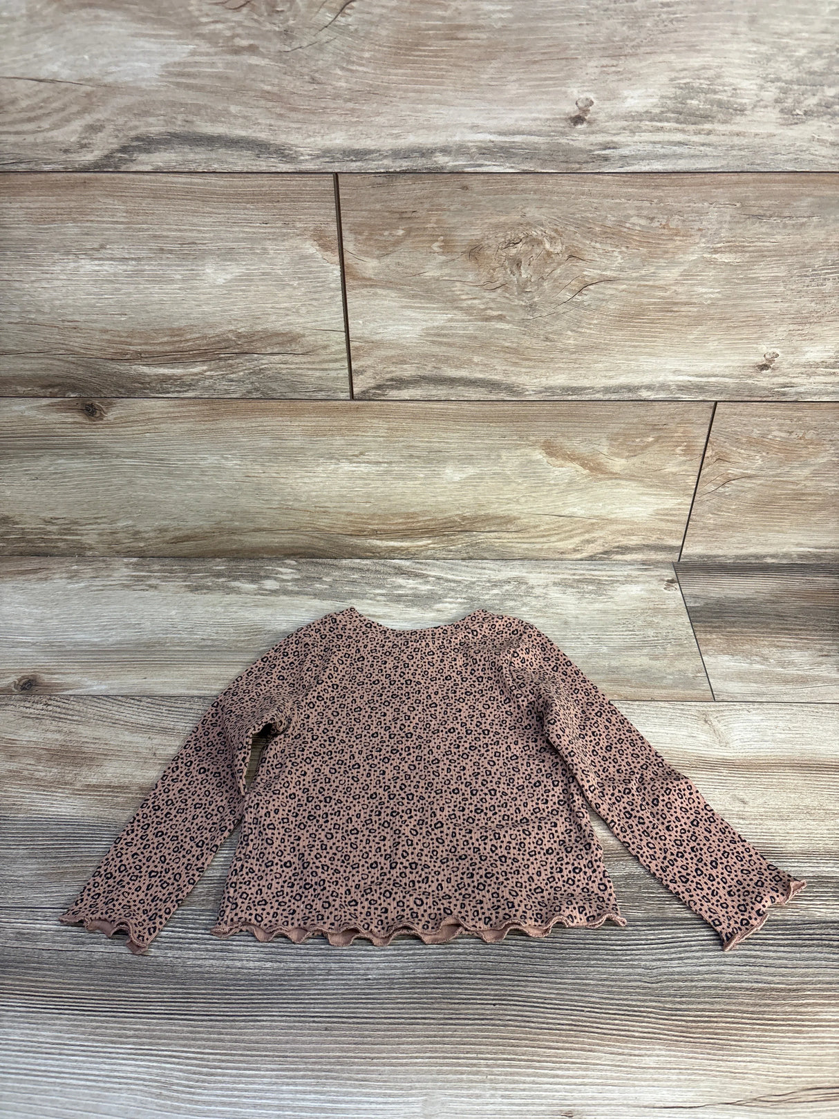 Cat & Jack Ribbed Long Sleeve Leopard Shirt Brown sz 18m