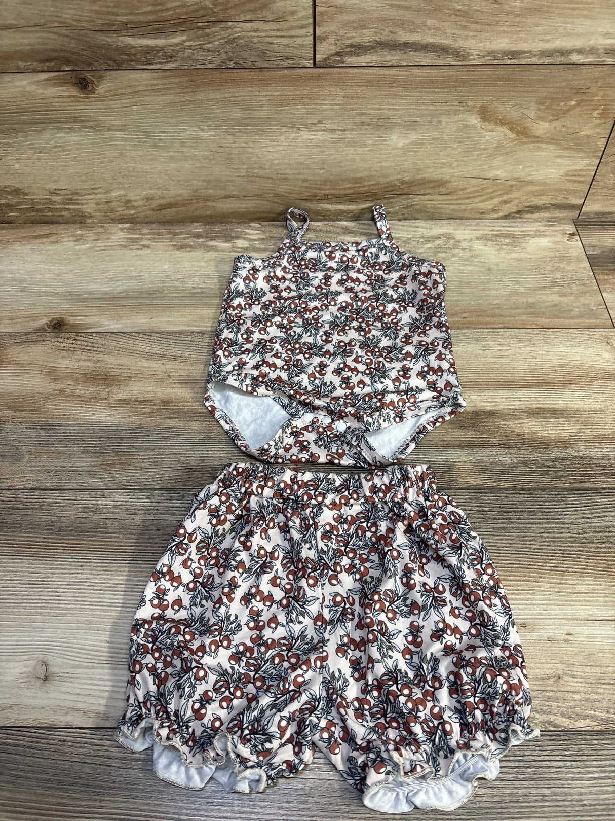 Shein 2pc Tank Bodysuit & Shorts Set Ivory sz 6-9m