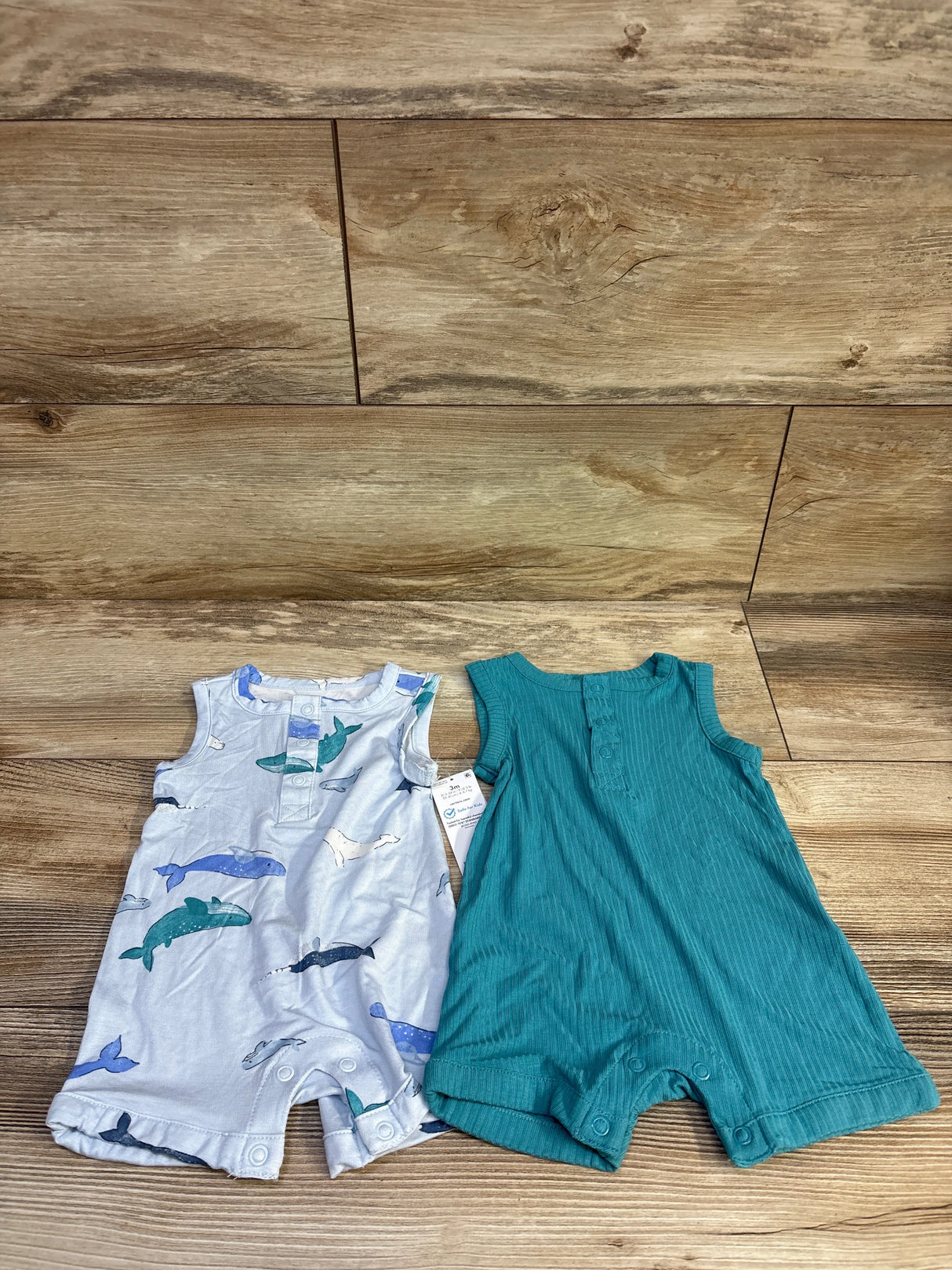 NEW Carter's PurelySoft 2pk Henley Rompers Blue sz 3m