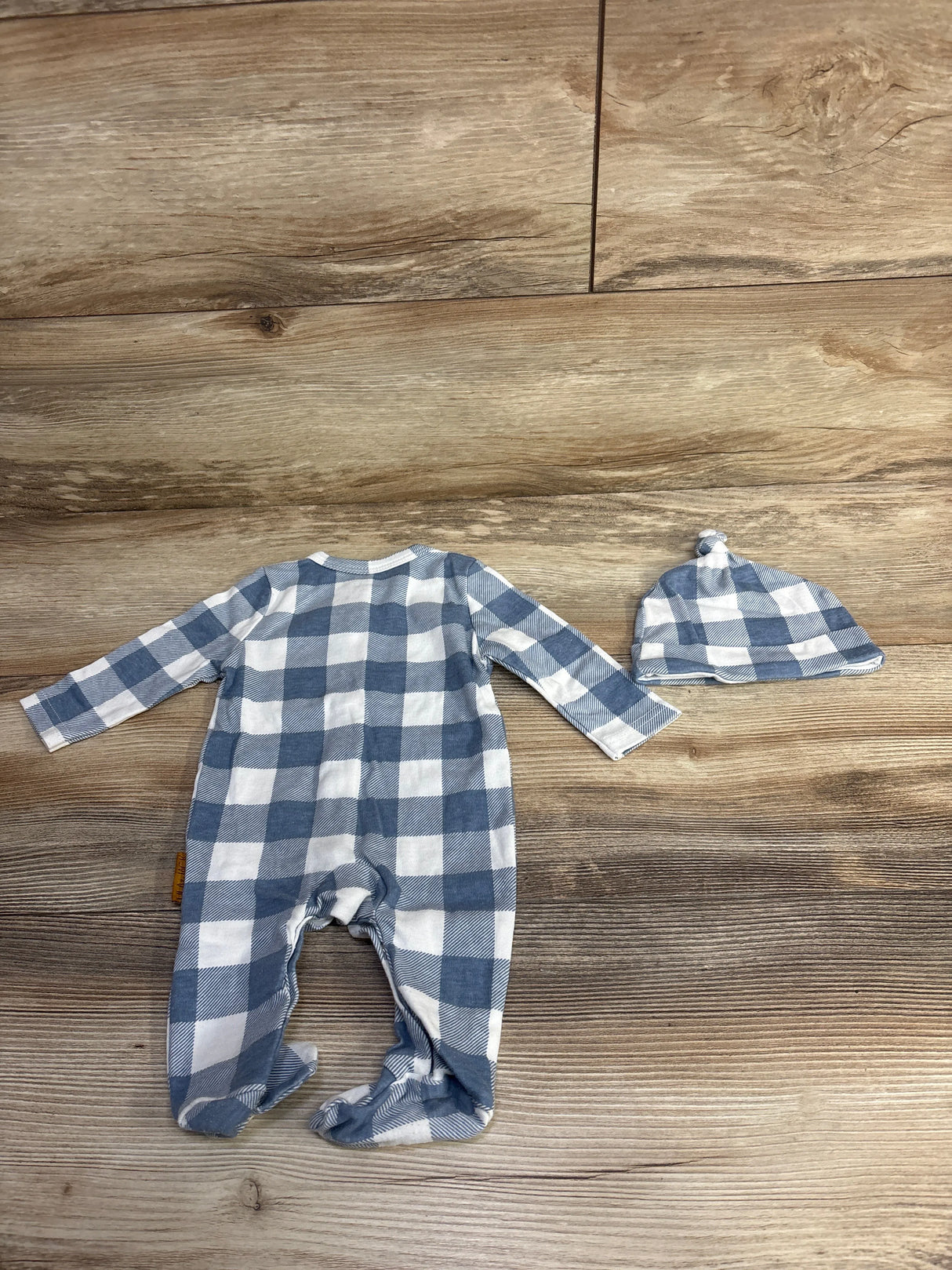 Lila & Jack 2pc  Buffalo Plaid Falling For Mama Sleeper & Hat Set Blue sz 0-3m