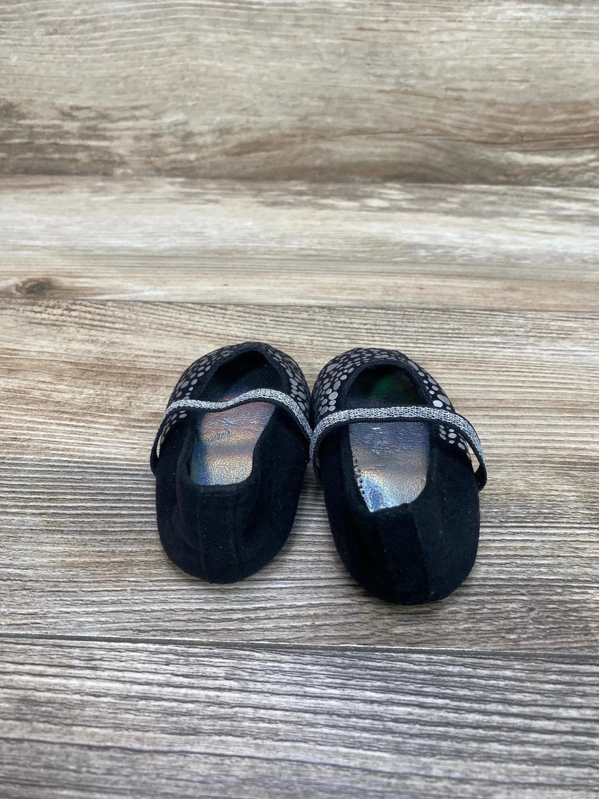 Stuart Weitzman Baby Stardust Flats Black/Silver sz 2c - Me n Mommy To Be