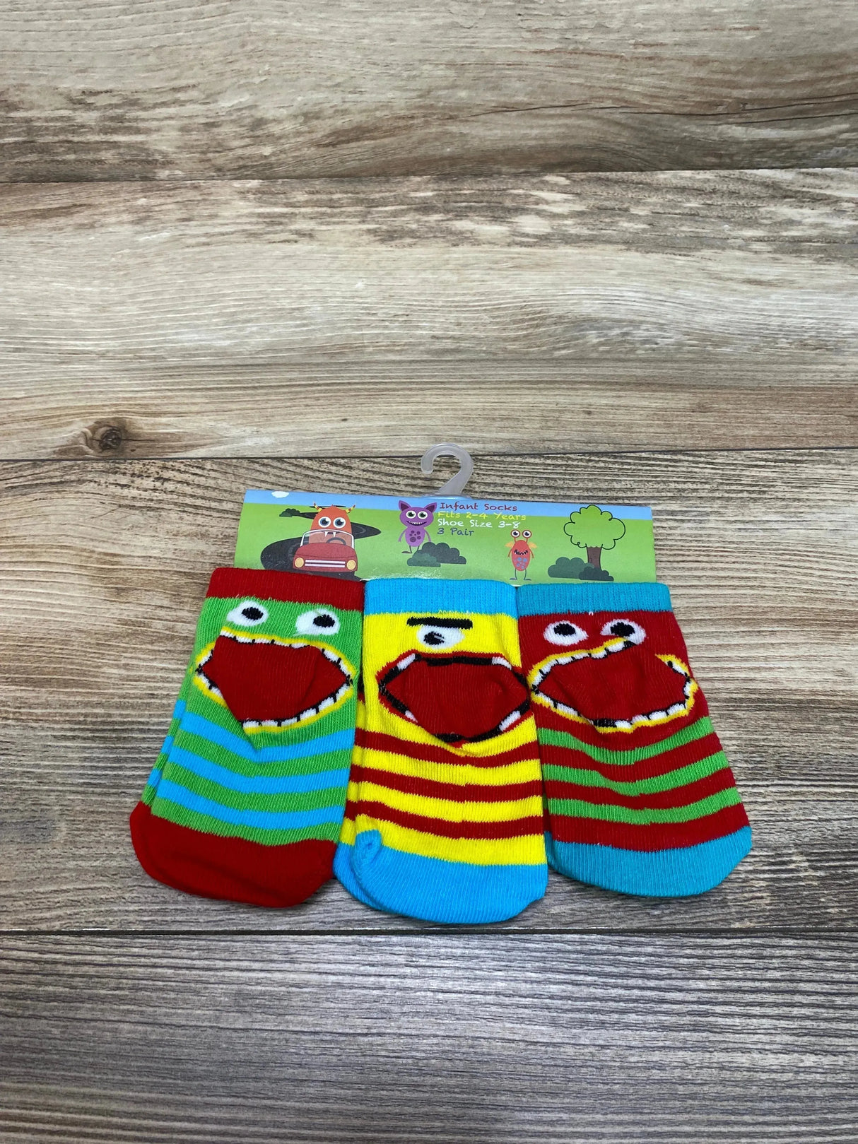 NEW 3Pk Monster Face Baby Socks - Me n Mommy To Be