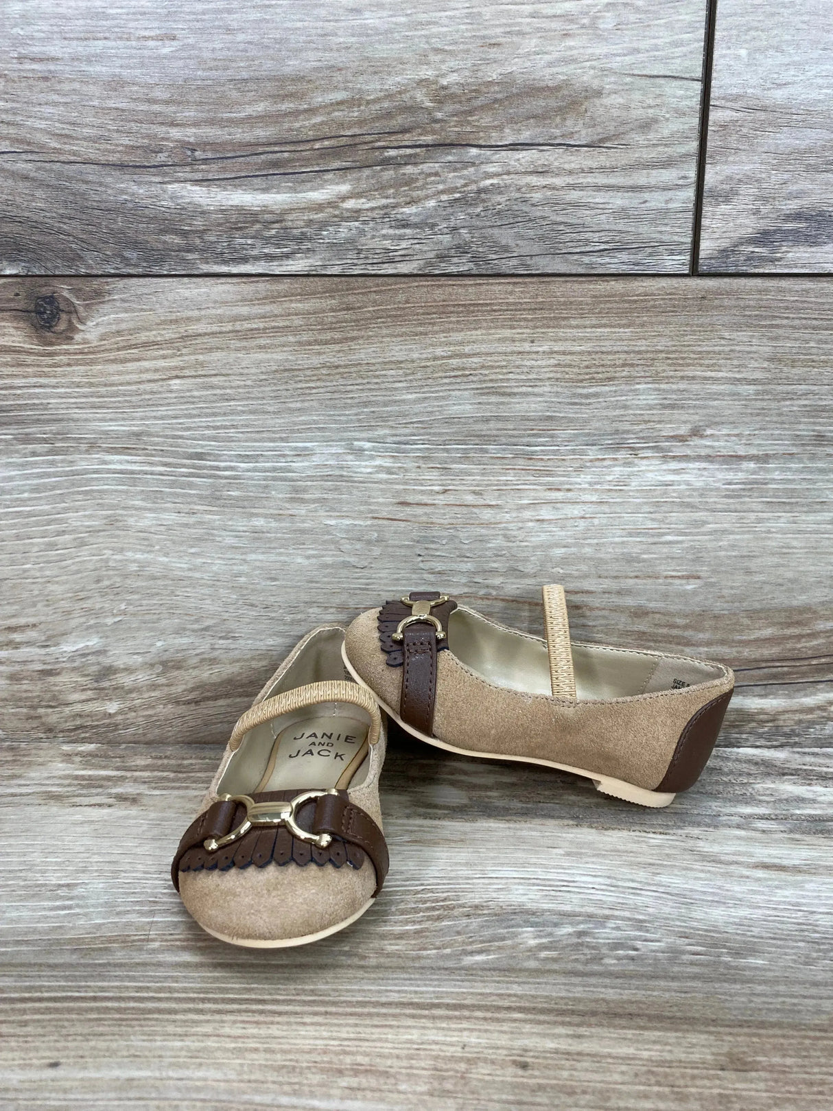 NWoT Janie And Jack Girls' Suede Bridle Bit Flat Tan Sz 5c - Me n Mommy To Be