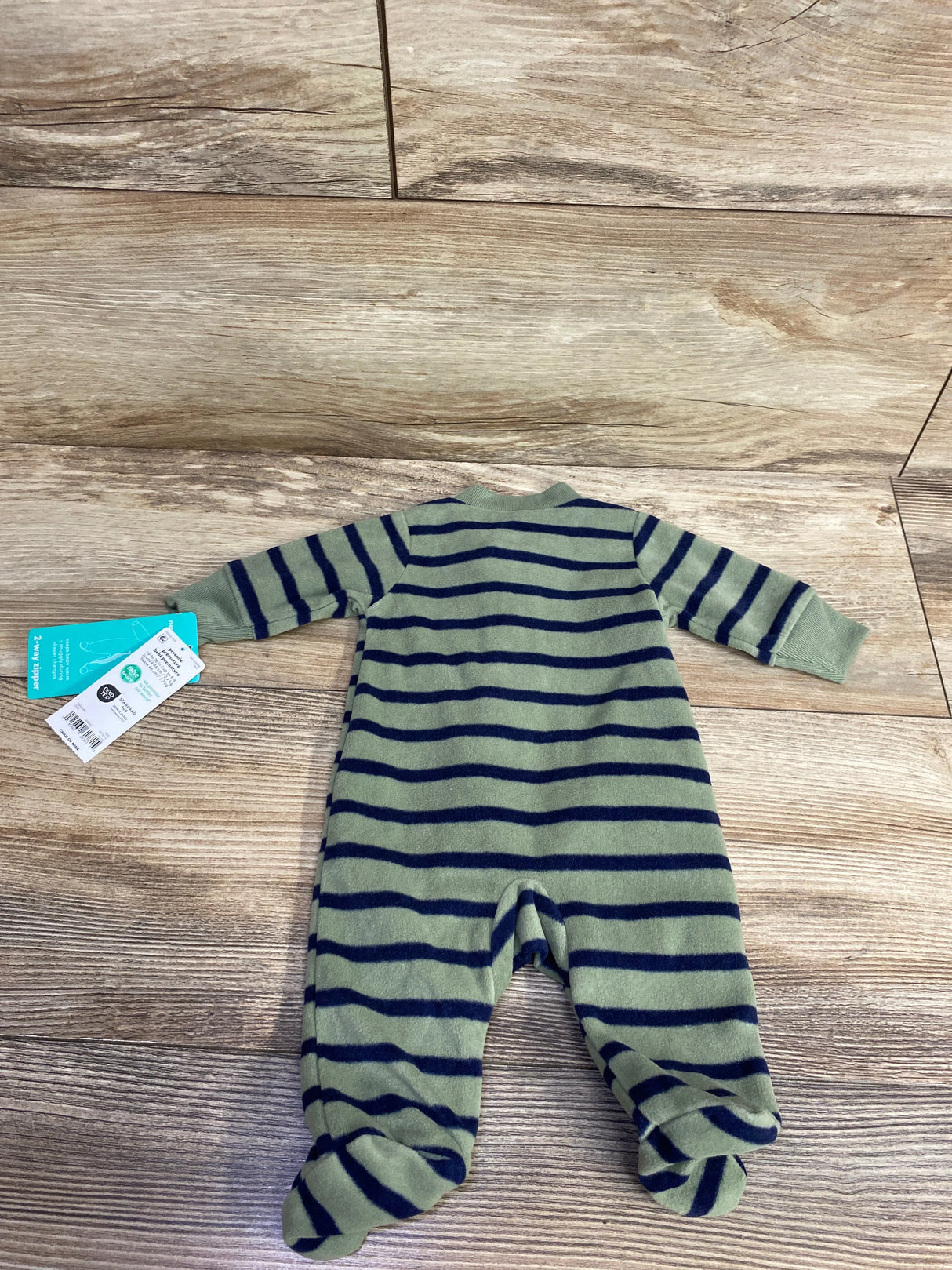 NEW Child Of Mine Striped Little Brother Blanket Sleeper Olive sz Preemie