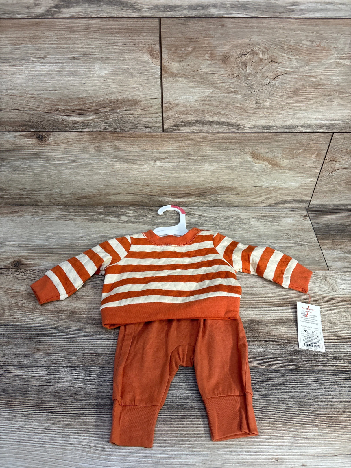 NEW Cat & Jack Striped Sweatshirt & Pants Set Rust sz Newborn