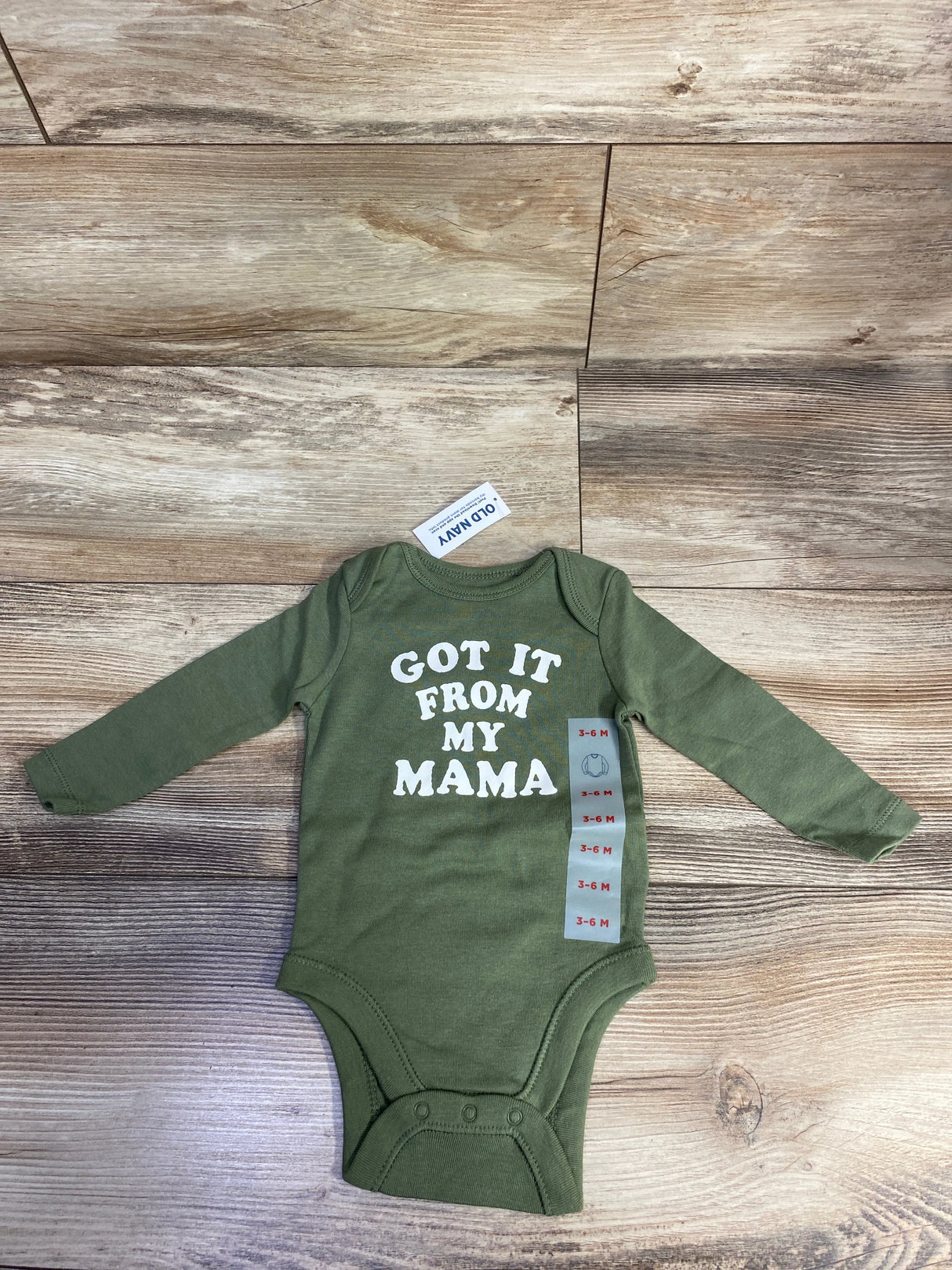 NEW Old Navy 'Got it From My Mama' Bodysuit Green sz 3-6m