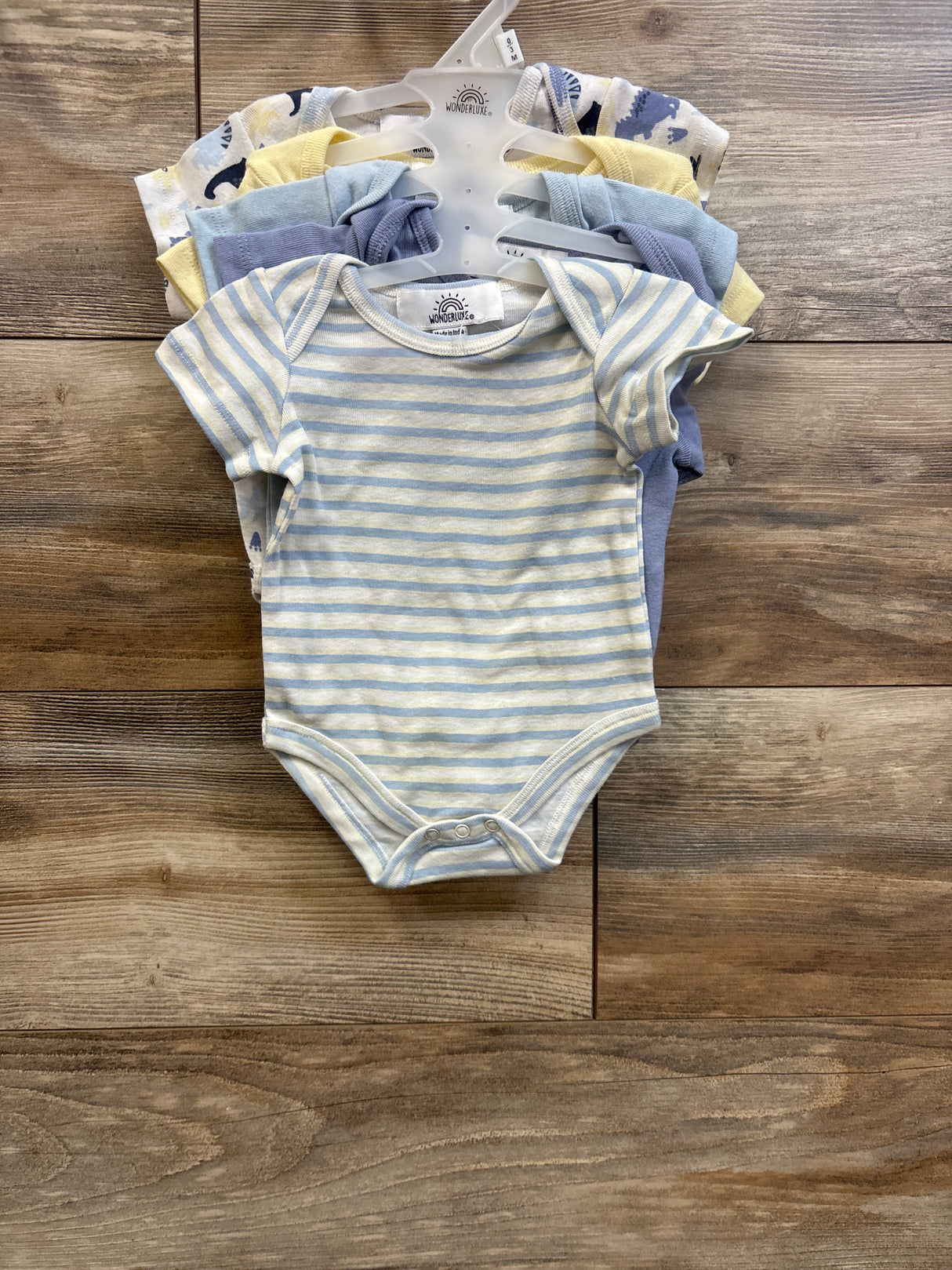 NEW Wonderluxe 5pk Bodysuit Set Blue sz 0/3m