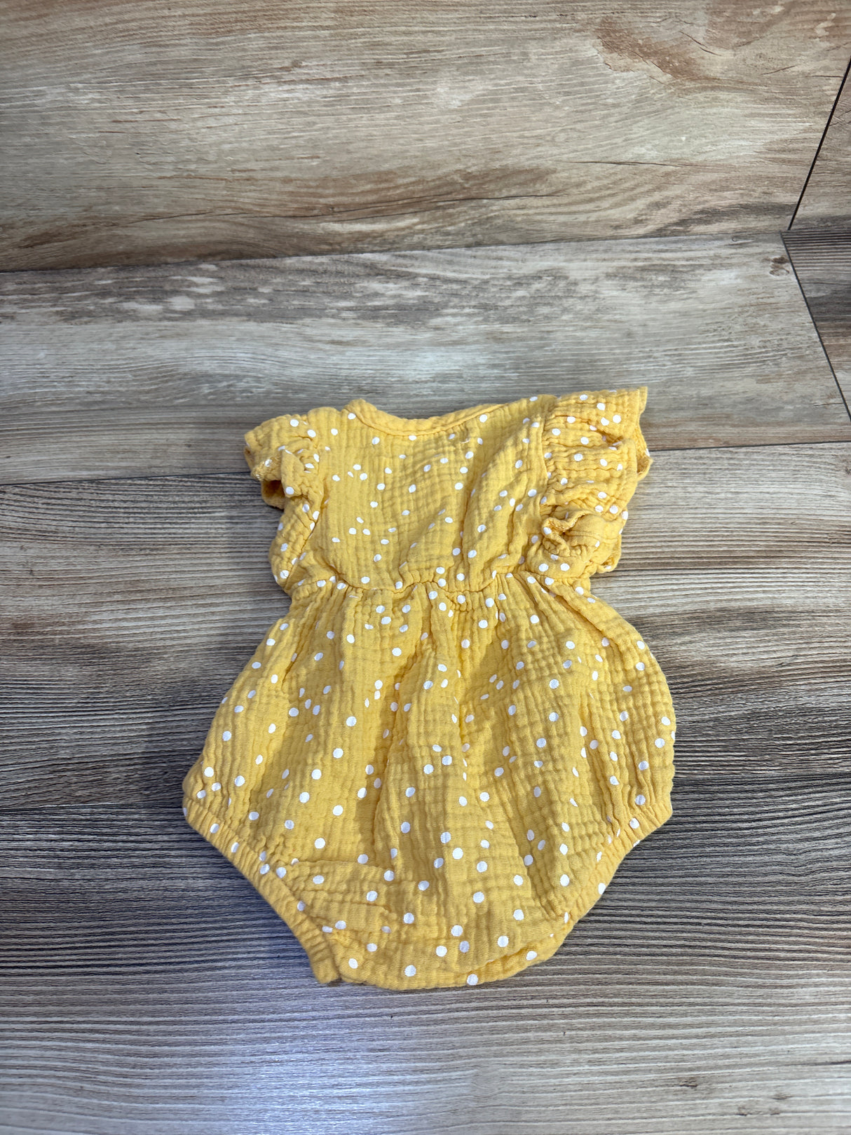 RZ by Rachel Zoe Gauze Polka Dot Bubble Romper Yellow sz 3-6m